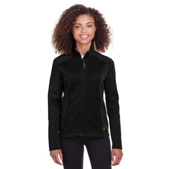 Spyder Ladies Venom Full-Zip Jacket M Medium Black Ribbed Zip Pockets‎ - Picture 1 of 6